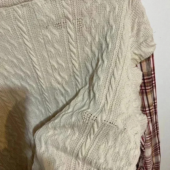 Maurices sweater with look of shirt underneath, plaid/tan size small - Picture 6 of 9